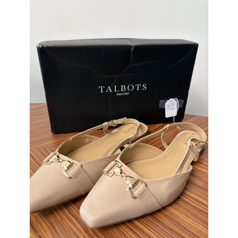 Talbots Women Tan Summer Slingback Flats Size 8.5